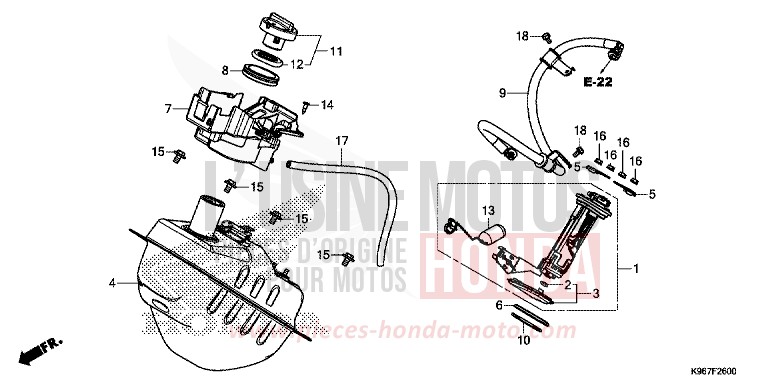 FUEL TANK for PCX 125 MAT CARBONIUM GRAY METALLIC (NHB52) from 2019